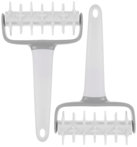 MALUGOGO 2 rodillos de amasar para masa de pizza de grado alimenticio con pinchos, alta dureza, resistente al calor, para hornear corteza uniforme, herramienta para uso doméstico y restaurante