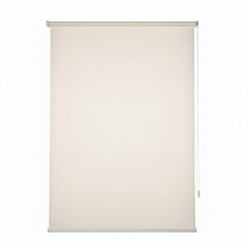 Estor Enrollable Translúcido Liso, 100% Poliéster 220gr/m2, Mecanismo Cadena con Seguridad Infantil, Instalación Pared, Permite Paso de Luz y Privacidad (Beige, 90X200CM)