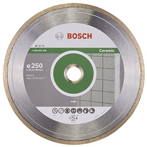 Bosch 1x Diamanttrennscheibe Standard for Ceramic (für Stein, Keramik, Fliesen, Marmor, Ø 250 x 30+25,40 x 1,6 x 7 mm, Zubehör für Fliesenschneider)