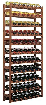Casier à bouteilles/Étagère à vin SIMPLEX, modéle 4 en bois de pin teinté, pour 77 bouteilles - H 166 x L 72 x P 25 cm