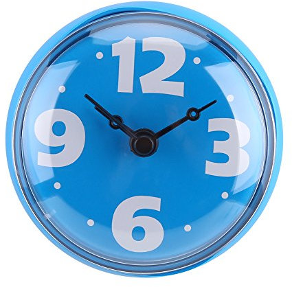 Reloj de Pared de baño, Reloj de baño con Ventosa, Reloj de Pared de succión Resistente al Agua con Movimiento de Barrido silencioso Espejo de Ventana Baño Accesorios de baño(Blue)