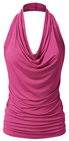 EIMIN - Camiseta sexy y casual de tirantes con espalda abierta y cuello halter, prenda drapeada para mujer (S-3XL), XXXL