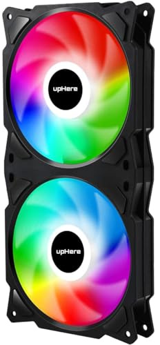 upHere 240mm All-in-One Colorful Computer Case Fan with 3-Pin Interface Performance Cooling Low Noise for Enhanced PC Cooling Black, PF240CF3