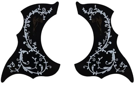 SM SunniMix 2Pcs Acoustic Guitar Pickguard, Self Adhesive Scratchplate Universal Sticker for Left Right Handed 40/41'' Folk Guitar Pickguard Scratch Plate, Black