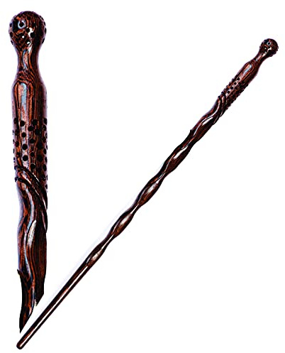 Handicraftviet - Handgeschnitzter Zauberstab aus Holz, Zauberstäbe für Zauberer/Sammlerstück, Cosplay, magisches Geschenk für Halloween, Weihnachten und Geburtstagsfeier, 15 Zoll (S6)
