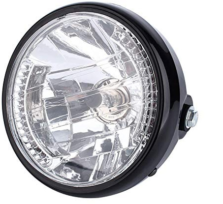 Jenngaoo Faro per Moto, 7 Pollici Universale 12V H4 35W Faro Rotondo a LED Giallo per Moto con Staffa Nera Adatto a Larghe Scivolate Proiettore Faro di Guida