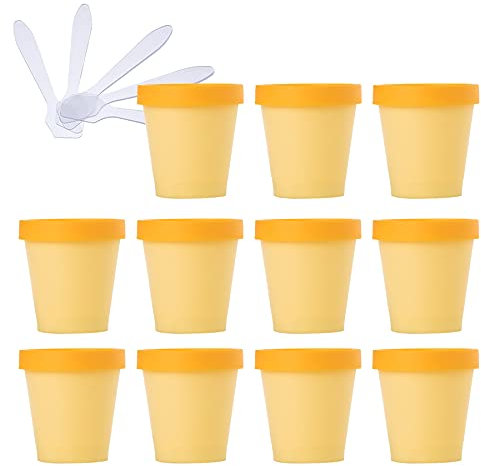 TIANZD 20 Pièces Pot Cosmétique en Plastique Jaune de 200 ml avec Couvercle, Bol de Masque Pots de crème de vides contenant 200 g Pour des Produits Cosmétiques Boue de Masque avec Spatules