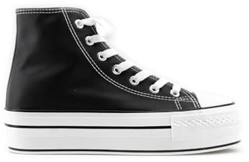 MODELISA - Zapatilla Plataforma Cierre Cordón PU Estilo Casual Mujer (Negro, Sistema Tallas Calzado EU, Adulto, Mujer, Números, Mediano, 37)