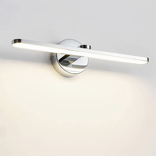 Quevia-Eletro silberne Farbe Spiegel-leuchte LED 14W Aluminium Bad-Beleuchtung Beschlagfrei Make Up Warmes Licht 3000K Wandleuchte für Badezimmer Schminklicht Bilderlampe Leselicht