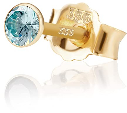 NKlaus Einzel 3,5mm 333 Gelb Gold 8 K Ohrstecker Drittohrstecker, Ersatzohrstecker Einzelohrstecker Zirkon Amethyst Butterfly Verschluss Damen Mädchen