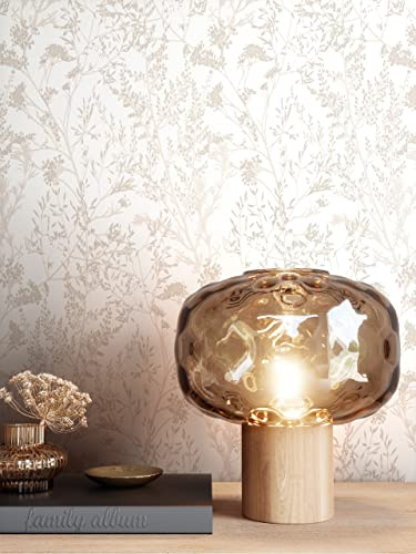 NEWROOM Tapete Beige Vlies Blumentapete - Romantisch Floral Blätter Muster für Wohnzimmer Schlafzimmer