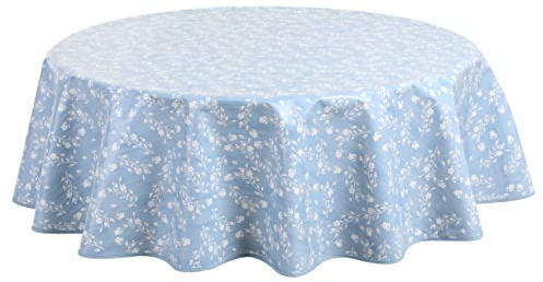 Home Direct Wachstuch Tischdecke Wachstuchtischdecke Abwaschbar Rund 155 x 61 cmBlau Grau