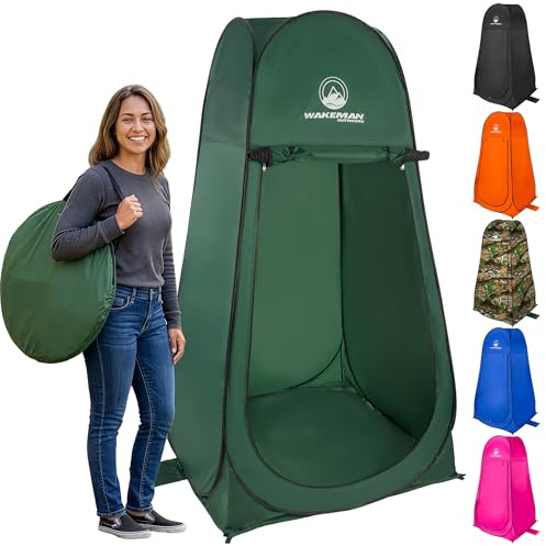 Portable Pop Up Pod - Instant Privacy, Shower & Changing Tent - Foldable Outdoor Shelter for Camping, Beach & Rain with Carrying Bag by Wakeman Outdoors | Portable, Instant Privacy, Shower, Collapsible, Camping, Beach
