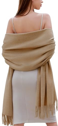RIIQIICHY Bufandas para Mujer Invierno Chal Fiesta Estolas para Bodas Pasminas Grandes Caqui Pañuelos Fular Foulard
