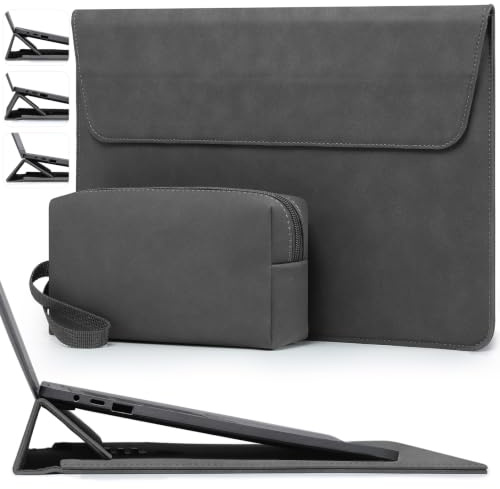 HYZUO 13,3-14 Zoll Laptophülle mit Verstellbarem Ständer, Weltraum Grau | für MacBook Pro 14 M5/M4/M3/M2/M1 Pro/Max A3426 A3427 2026-2021, MacBook Air/Pro 13,3, 13,8-13,5 Surface Laptop