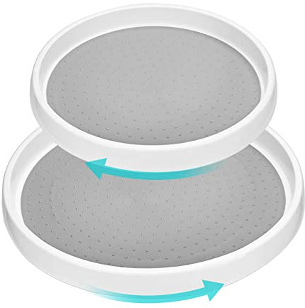 MumdoYAL 2 Stück Drehbare Gewürzregale mit Drehteller Organizer, Rutschfest und Stabil, geeignet für Kühlschrank, Küche, Badezimmer, Kommode, Gewürzregal und vieles mehr (25cm & 30cm)