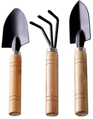 Jorzer Gardening Tools Trowel Set Succulent Tools Set Mini Garden Tools Shovel Rake Spade Bonsi Care Tools Kit For Seedling Soil 3Pcs