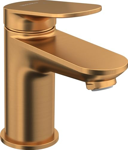 Duravit Wave Waschtischarmatur, Größe S (Auslauf Höhe 77 mm), Wasserhahn Bad, Armatur Waschbecken, Bronze Gebürstet