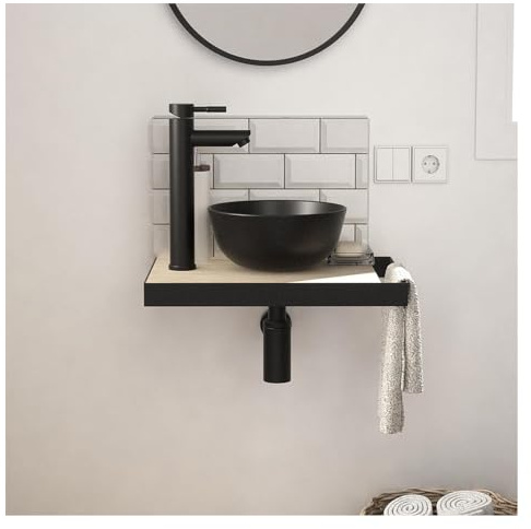 Soho Waschbeckenunterschrank mit Handtuchhalter, Schwarz
