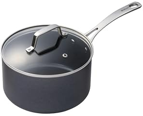 Kyocera Keramikkasserolle, Stieltopf mit keramischer Antihaft-Beschichtung, 20 cm, frei von PFAS/PTFE, Griff aus Edelstahl, für alle Herdarten geeignet, inklusive Glasdeckel, CSP-08 | Stieltopf, für alle Herdarten inkl. Induktion, spülmaschinenfest, schadstoffarmes Kochen, langlebige Keramikbeschichtung
