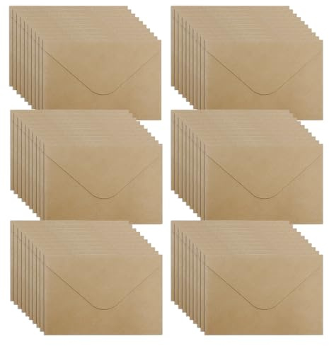 WYAN Mini Umschläge-60 Stück 15,5 * 10,5cm Braun Kraftpapier Umschläge,Klassischer Umschlag spiegeln,für Geschenkkarte Hochzeit,Geburtstag Party Supplies(Karte und Kleber nicht enthalten)