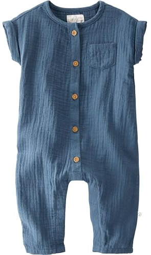 little planet by carter's unisex-baby Organic Cotton Overall Jumpsuit, Deep Teal, 3M