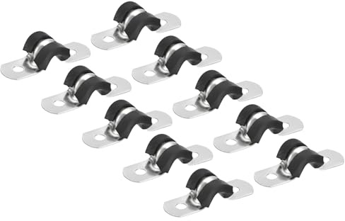 PATIKIL 12 Stück U-Rohrschellen Set, Rohrschelle 6mm, Schlauchschellen, Gummi Gefüttert 2-Loch U-Form Kabelschellen, Starrer Rohr Riemen Klemme, Rohrhalterung für Rohr Befestigung