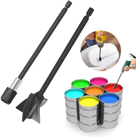 Drill Mixer Attachment,Paint Mixer for Drill,Paint Stirrer for Drill,Reusable Epoxy Mixer Paddles with Extension Rods,Paint Mixing Paddle for Mixing Epoxy Coatings,Ceramic Glazes