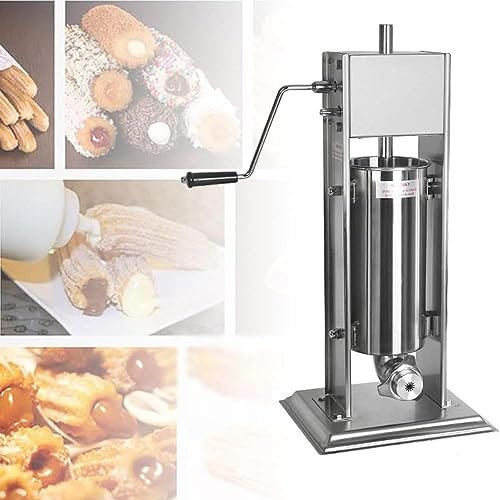 GJVBGA Kommerzieller manueller Churro-Maker mit 5 l Tank, manuelle Wurstfüllmaschine, vertikale spanische Churrera-Maschine aus Edelstahl mit 4 Düsen, ideal für Restaurants und Bäckereien