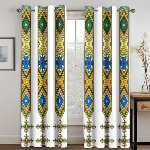 ZXBNNN Sonnenschutzvorhänge, 2 Paneele, Moderne Staaten, äthiopischer Stil, goldene Streifenvorhänge, Deluxe-Wohnzimmer-Schlafzimmer-Dekorvorhänge, 229 x 168 cm (B x H)/114,5 x 168 cm x 2