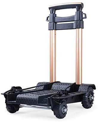 Trolley Aluminiumlegierungsstange Höhenverstellbarer Klappwagen Verschleißfester Tankrad-Gepäckwagen Home Shopping Reisehandhabung Handwagen (Farbe: Schwarz, Größe: 35,5 * 26 * 47-100 cm) (B