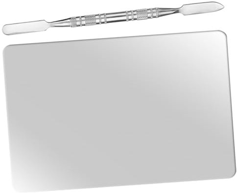 Healeved Stainless Steel Makeup Palette for Foundation Eyeshadow Blending Brushes Included