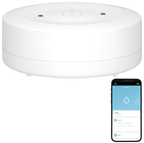 Luminea Home Control Wassermelder Sensor: WLAN-Wassermelder mit lautem Alarm und weltweiter App-Benachrichtigung (Wassermelder für Drainageschacht, Wassersensor Keller, Waschmaschine)
