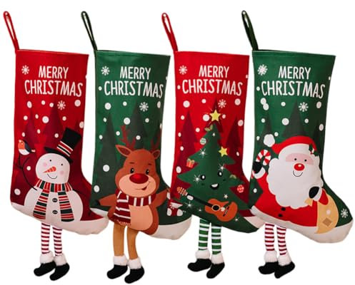 Uposao Nikolausstrumpf Nikolausstiefel Deko Weihnachtsmann Schneemann Rentier Baum Aufhängbar Nikolausstiefel zum Befüllen und Aufhängen Weihnachtsstrümpfe für Weihnachtsdeko