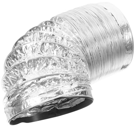 Gadpiparty Flexible Exhaust Pipe Lightweight Silver Aluminum Foil Duct Hose 100mm X 1.5m for Outdoor Camping and Kitchens