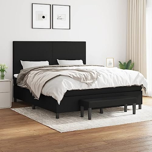 qohoio Boxspringbett mit Matratze Schwarz 160x200 cm Bett Boxspringbett Schlafzimmer MöBel Betten Bett Mit Matratze Stoff - 3136447
