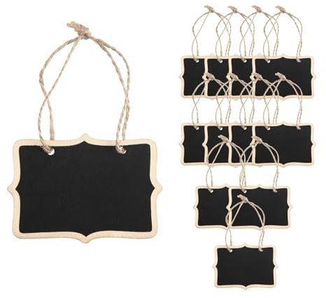 Zcbzbn Mini Kreidetafel Zeichen Mit Schnur, HäNgende HöLzerne GeschenkanhäNger Rechteckige Kreidetafel Etiketten FüR Raum BüRo Nach Hause Party Buffet Lebensmittel Etiketten (12 StüCk)