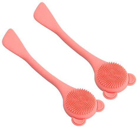 NOLITOY Spazzola con Setole Delicate 2 Pezzi per Pulizia Viso in Silicone Arancia per Rimuovere Olio e Impurità, Adatta per Donne e Uso Quotidiano