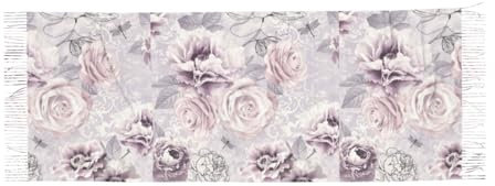 Poadnly Lila und grau Blumen, Großer weicher Kaschmir-Schal, Wickelschal, Fransenschal, leichte Stola, 196 x 68 cm