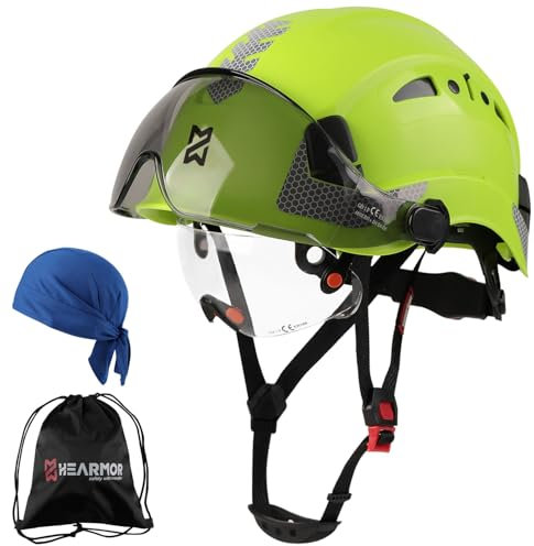HEARMOR Casco di sicurezza ANSI Z89.1 certificato – Casco da lavoro ultraleggero con ventilazione, sistema di comfort a 6 punti, casco protettivo di alta qualità con design traspirante e sicurezza
