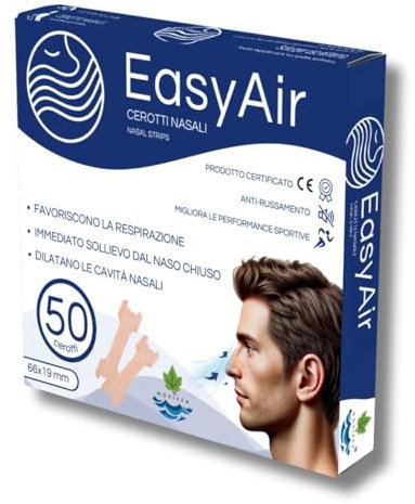 Cerotti Nasali Novirea® 50 Pezzi Anti Russamento Uomo e Donna | Cerotti Nasali Sport e Allergia Extra Forti | Dilatatore Nasale | Respira Bene, Respirare Meglio Dal Naso