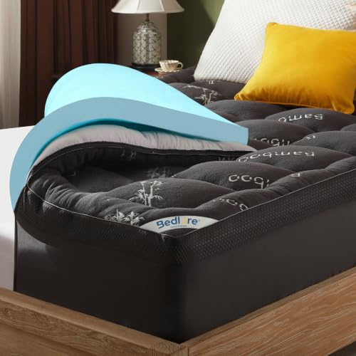 BEDLORE Surmatelas 160 X 200cm, Double Couche De 10 cm (5 cm De Mousse à MéMoire De Forme Gel + 5 Cm De Surmatelas Moelleux), Soulagement de la Pression et des Douleurs Dorsales