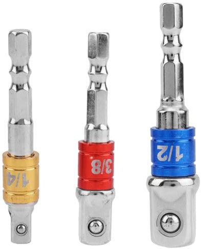 lasuroa 3pz Adattatore Bussola Impatto, 1/4 3/8 1/2, Adattatore Bussola per Trapano Attacco Esagonale Adattatori Punte Trapano per Trapani Avvitatori a Batteria