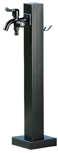 YLLSMGS Colonna Acqua Giardino Fontanella Giardino in Acciaio Inox 304 con Doppio Rubinetto Antigelo per Irrigazione e Lavaggio(Black,60cm/24in)
