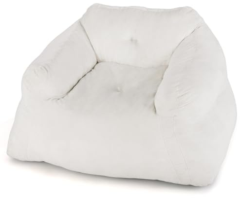 COSTWAY Sitzsack Sessel, Bodensessel mit Samtbezug & rutschfestem Boden, gepolstertes Bodensofa für Wohnzimmer, Schlafzimmer, Lesezimmer, 129 x 111 x 69 cm, Beige