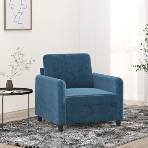 Emmtore Sofa 1-Sitzer, Loungesofa Couch mit Armlehnen Rückenkissen, Wohnzimmersofa Designsofa Metallgestell, Sitzmöbel Zweisitzer SamtBlau,60 cm