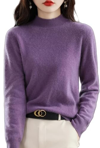 Maglione in Cashmere da Donna, Maglione Lavorato A Maglia in Lana Merino Autunnale, Elegante, Taglia Comoda, A Collo Alto, A Maniche Lunghe, Morbido E Caldo, in Lana Invernale.