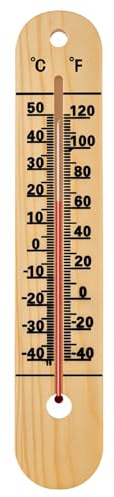 Grand thermomètre en bois pour l'extérieur, design étanche, double échelle Celsius et Fahrenheit, thermomètre mural de 26,7 cm pour décoration de maison et de jardin