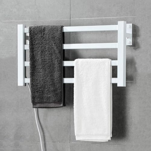 Scaldabagno elettrico a parete da 220 V con 4 barre quadrate per asciugare il bagno, efficiente radiatore per asciugamani comodi e un'esperienza simile a una spa