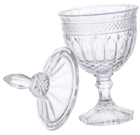 POPETPOP Bocal à Bonbons en Verre Style Européen Couvercle Décoratif